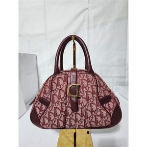 Authentic Christian Dior Diorissimo Double Saddle Bowler Bag Wine